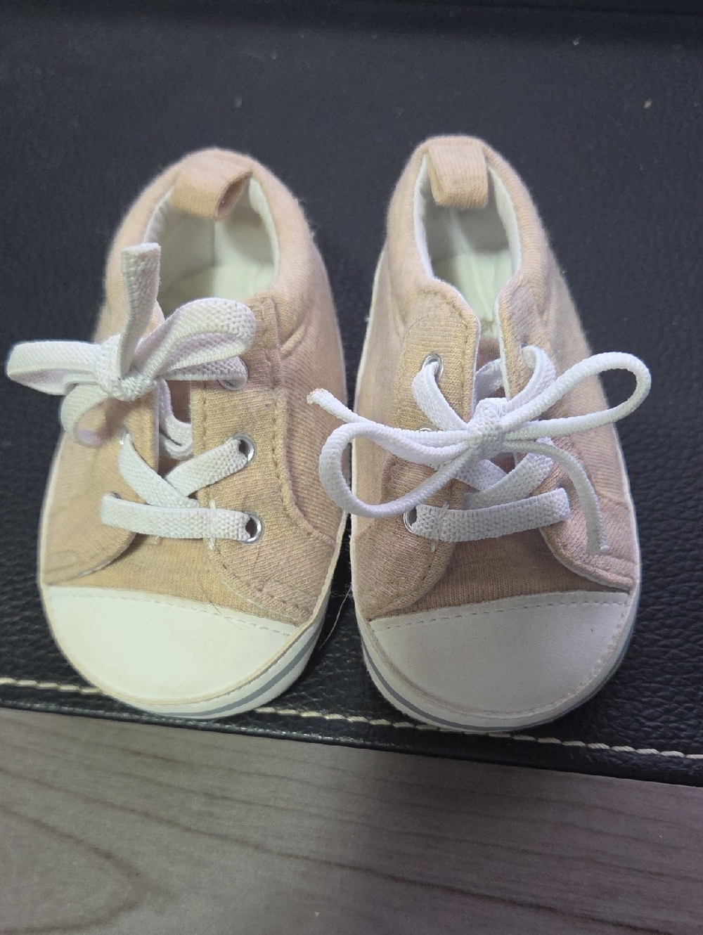 Baby/Toddler Canvas Lace-Up Shoes in tan.